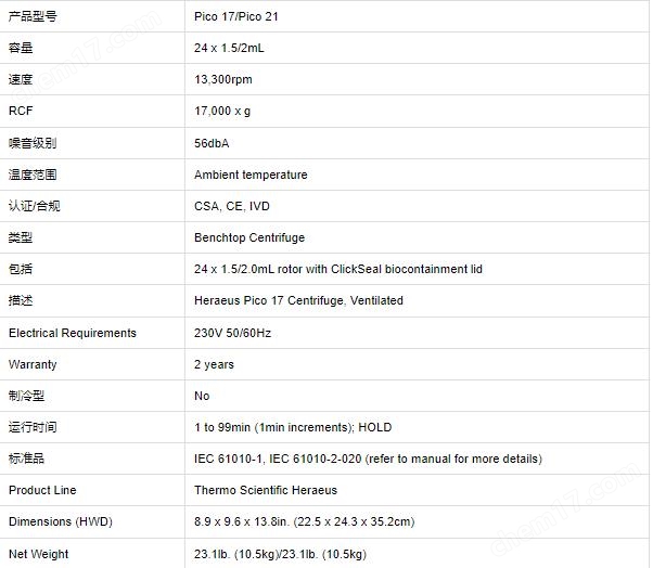 Thermo賽默飛pico21/21R高速冷凍離心機(jī)